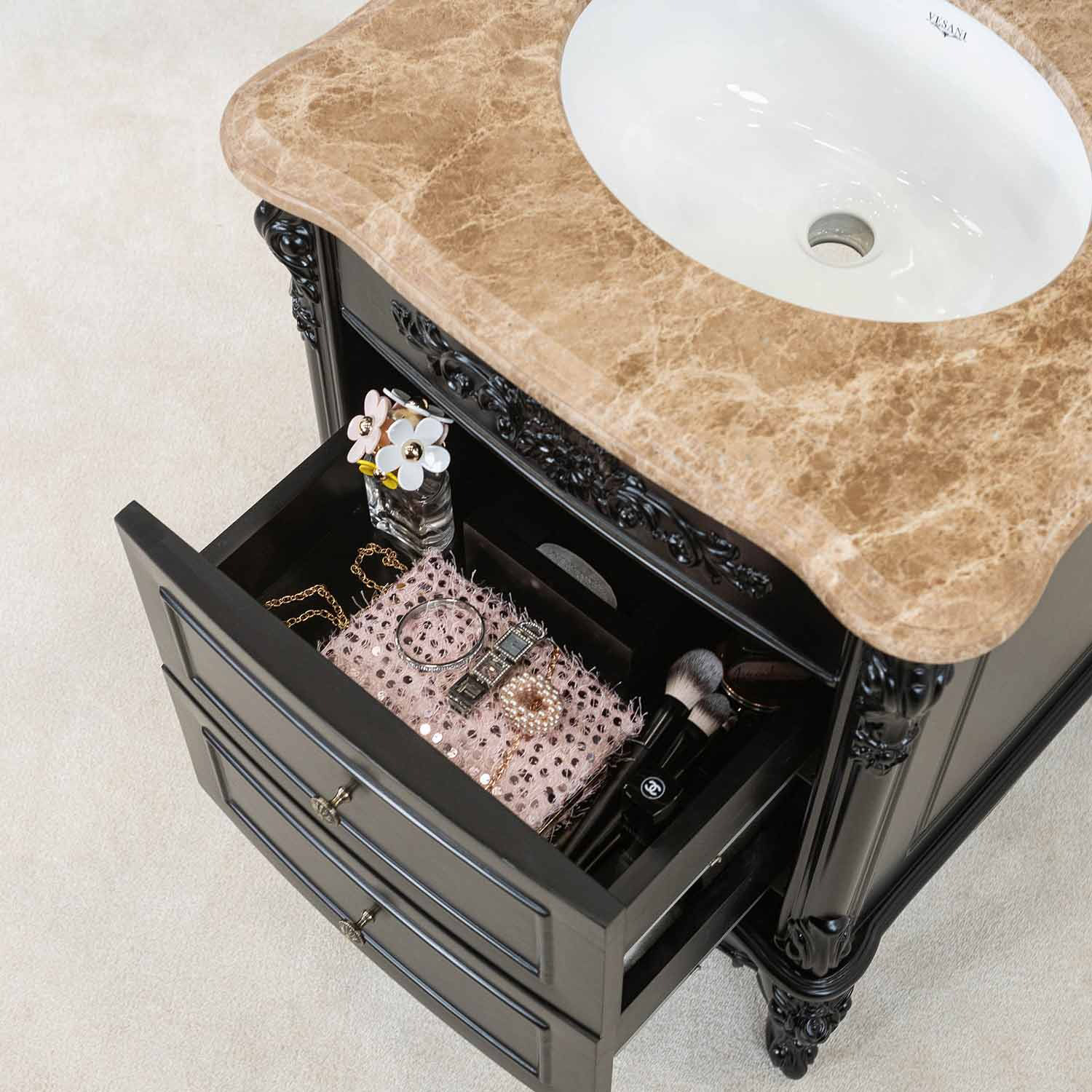 Tvättställsskåp Vesani Ottawa Beige Marmor
