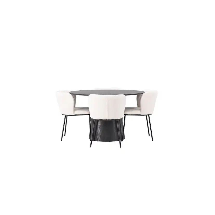 Matgrupp Venture Home Lanzo Ø120 cm med 4 st Edina stolar