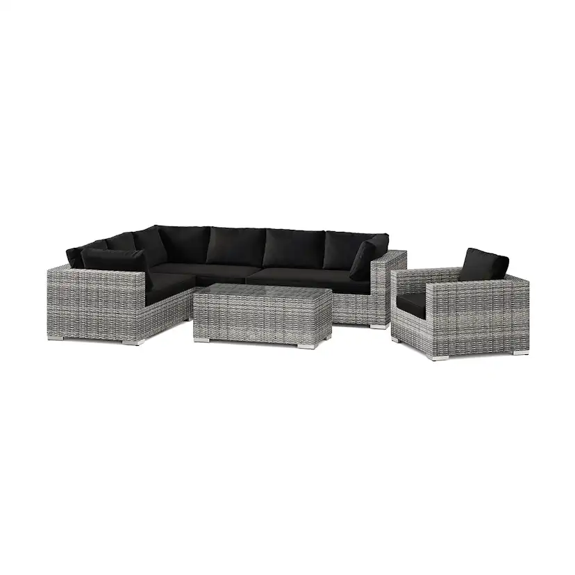 Loungegrupp Comfort Garden Bahamas utomhus L-soffa höger 7-sits med fåtölj och bord