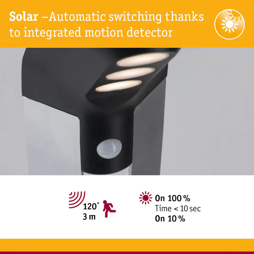 Pollare Solcell LED Paulmann Soley Smart Home Zigbee 3.0 med Rörelsesensor IP44