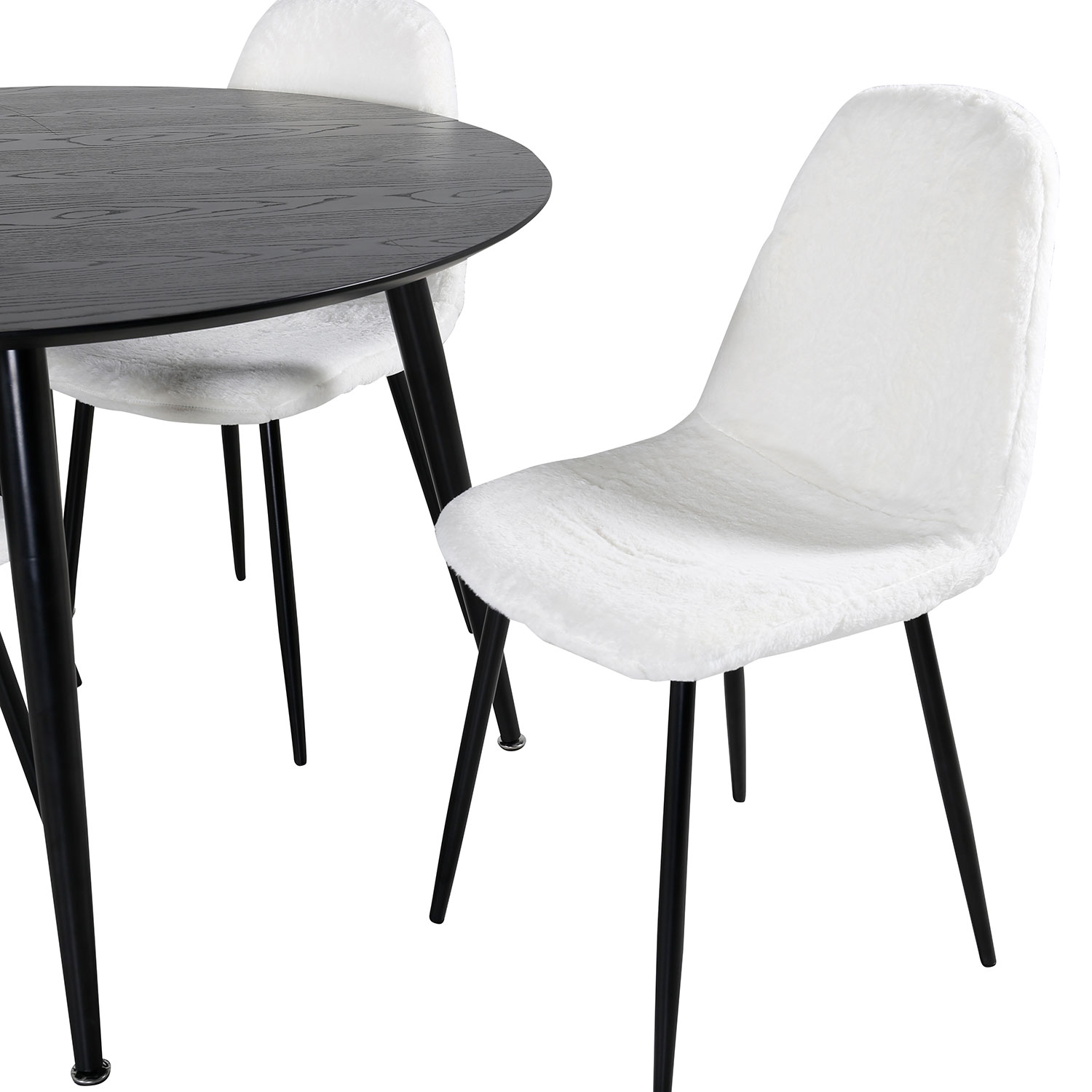 Dipp Dining Table - 115cm - Black Veneer / All black legs , Svart/Vit