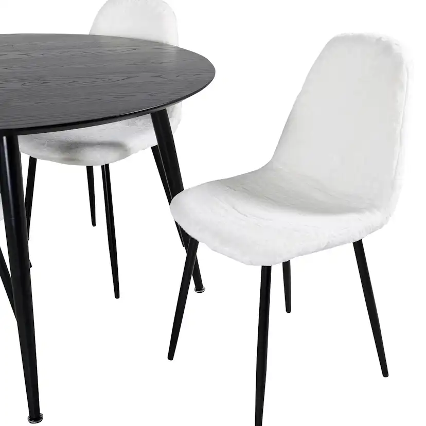 Dipp Dining Table - 115cm - Black Veneer / All black legs , Svart/Vit