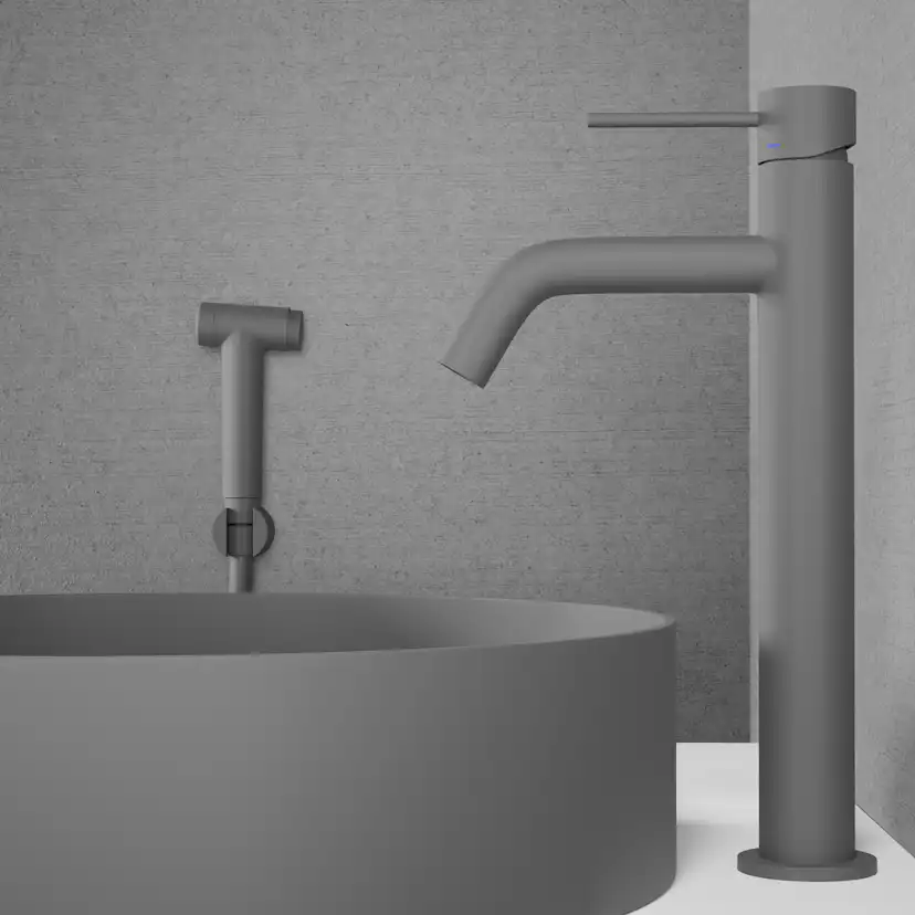 Tvättställsblandare Scandtap Steel Voyage High med Sidodusch