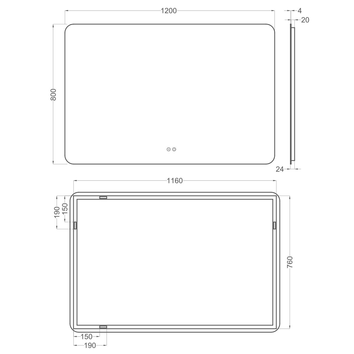 Badrumsspegel Imfri LED 120x80 cm Tenfors Verona B:1200 mm