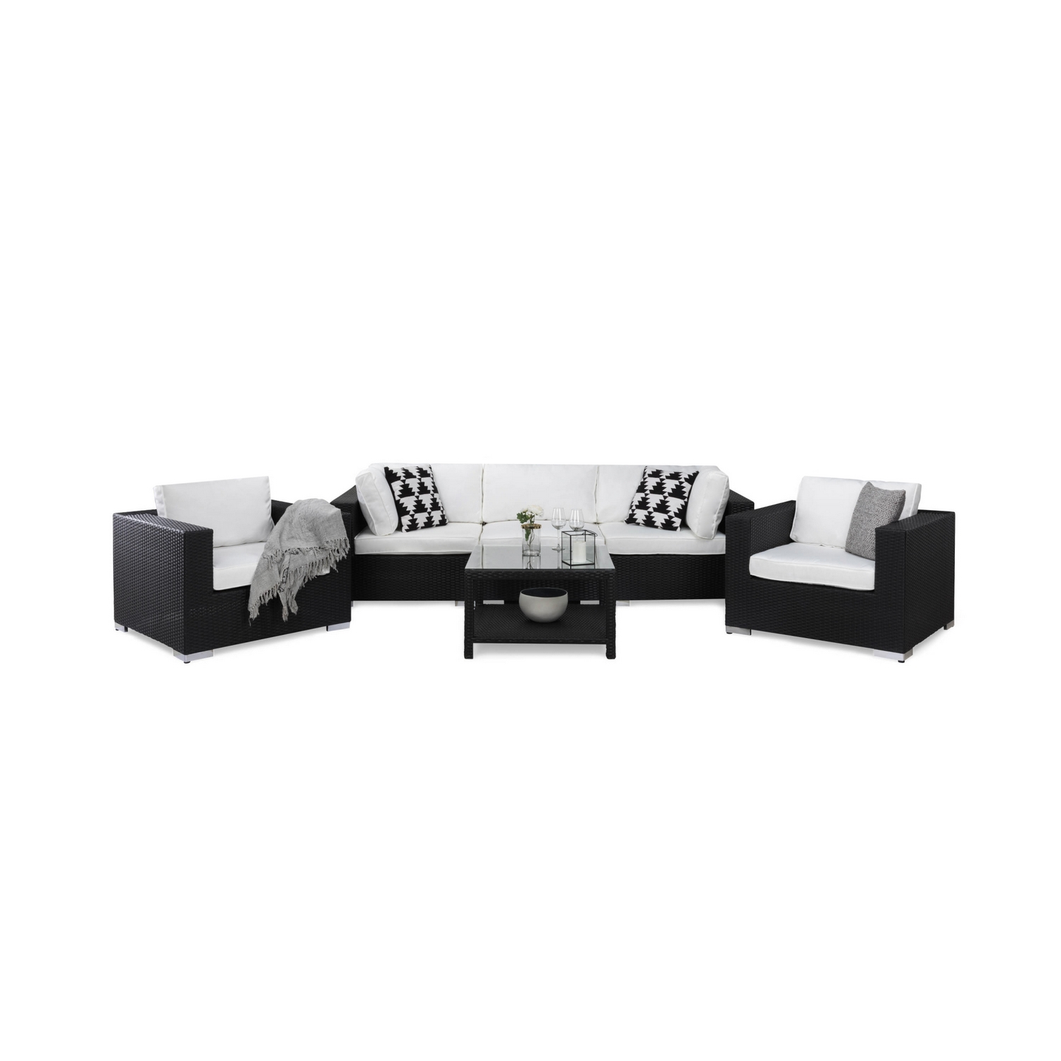 Loungegrupp Comfort Garden Bahamas 3-sits med 2 Fåtöljer och Bord 75x75 Utomhus