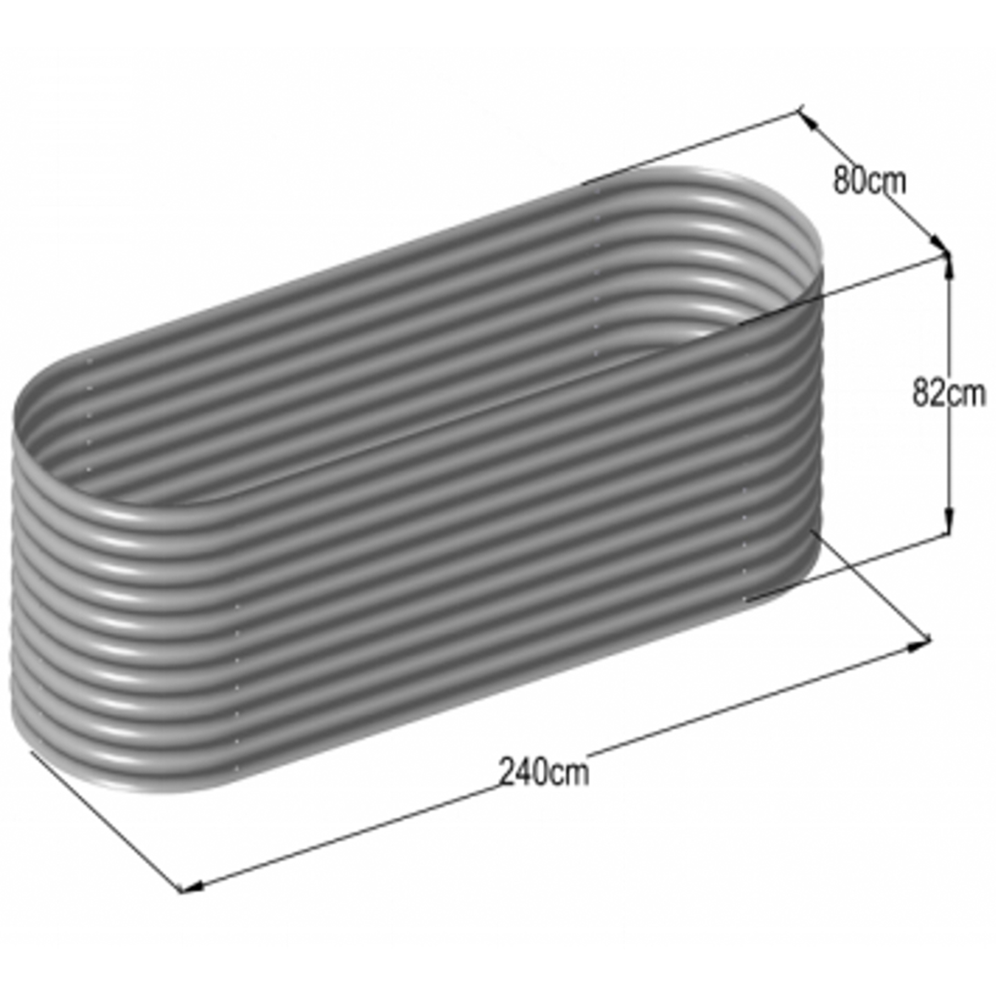 Odlingslåda Metalcraft Galvaniserat Stål 240 cm
