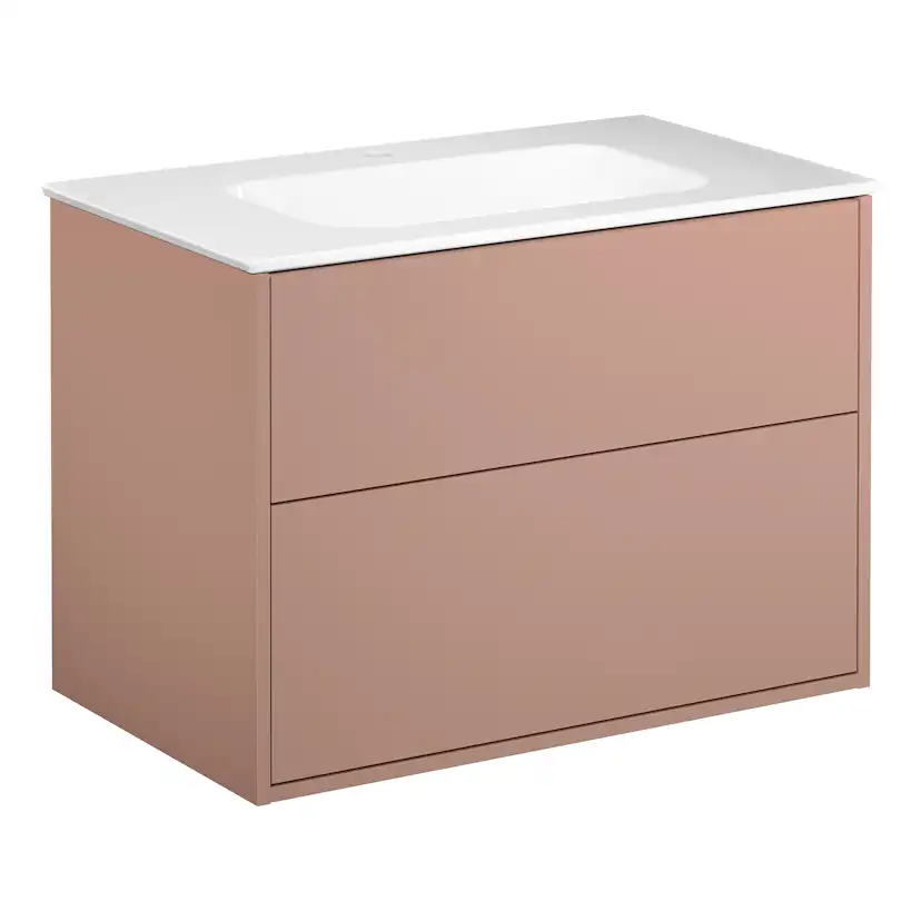 Artic Kommod 80 Peach med tvtst Vit Peach, Med Vit Tvättställ och 1 blandarhål