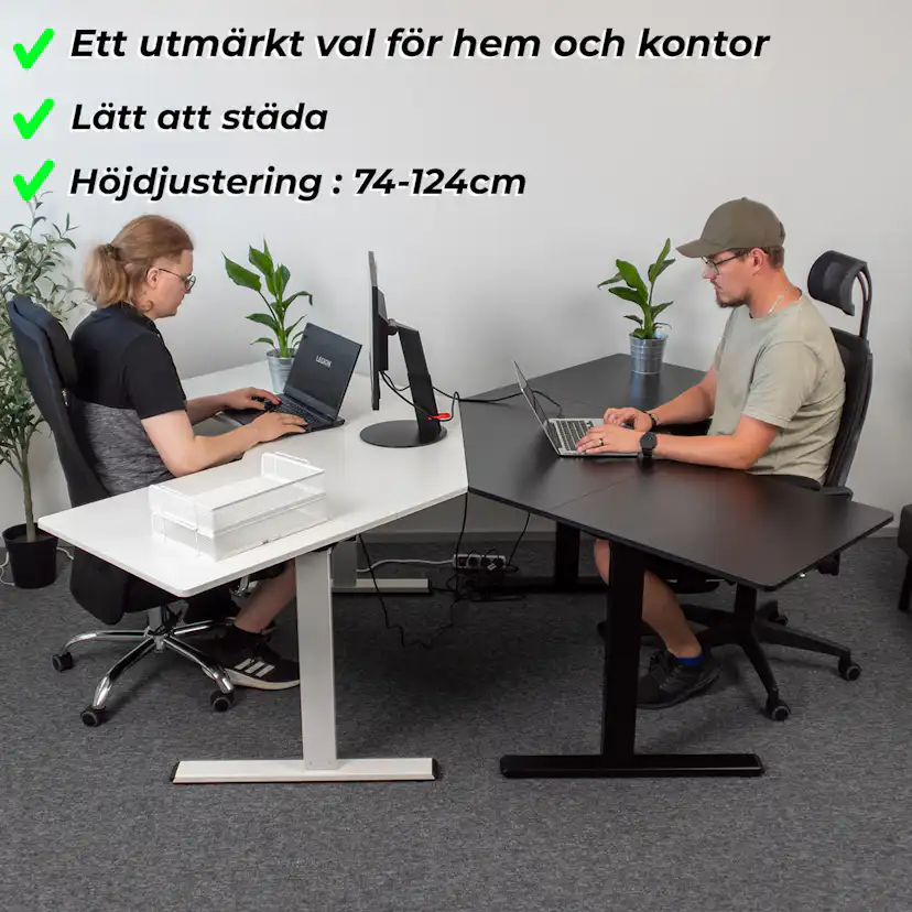 Lykke Höj och sänkbart hörnskrivbord M100, vit Vit