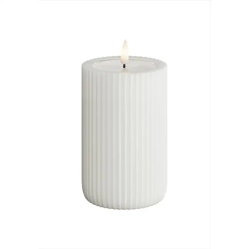 LED-Blockljus UNIQUE Candles Stripe 8x12,5 cm