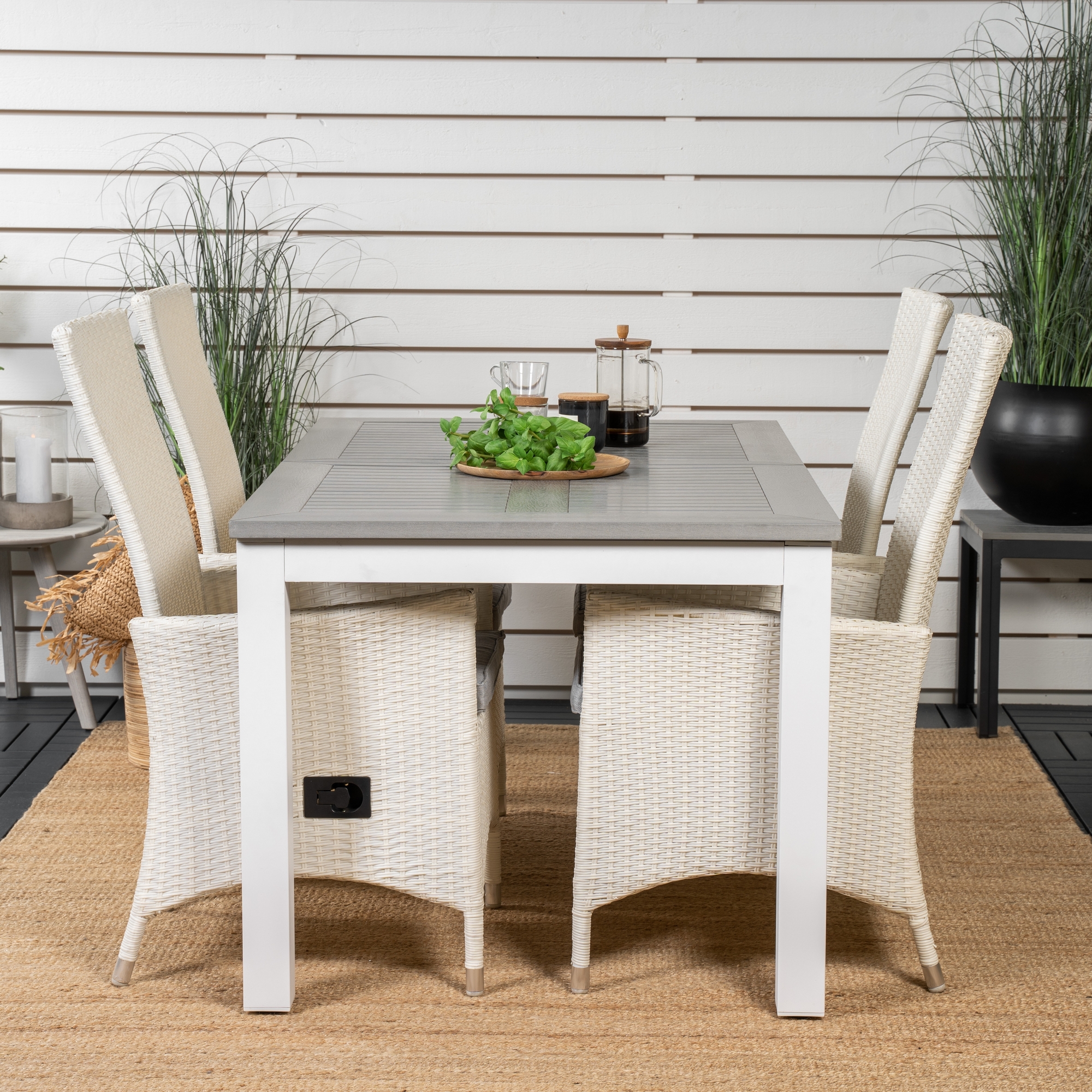 Albany Dining Table 152/210*90 - White Alu / Grey Aintwood+P Vit/Grå