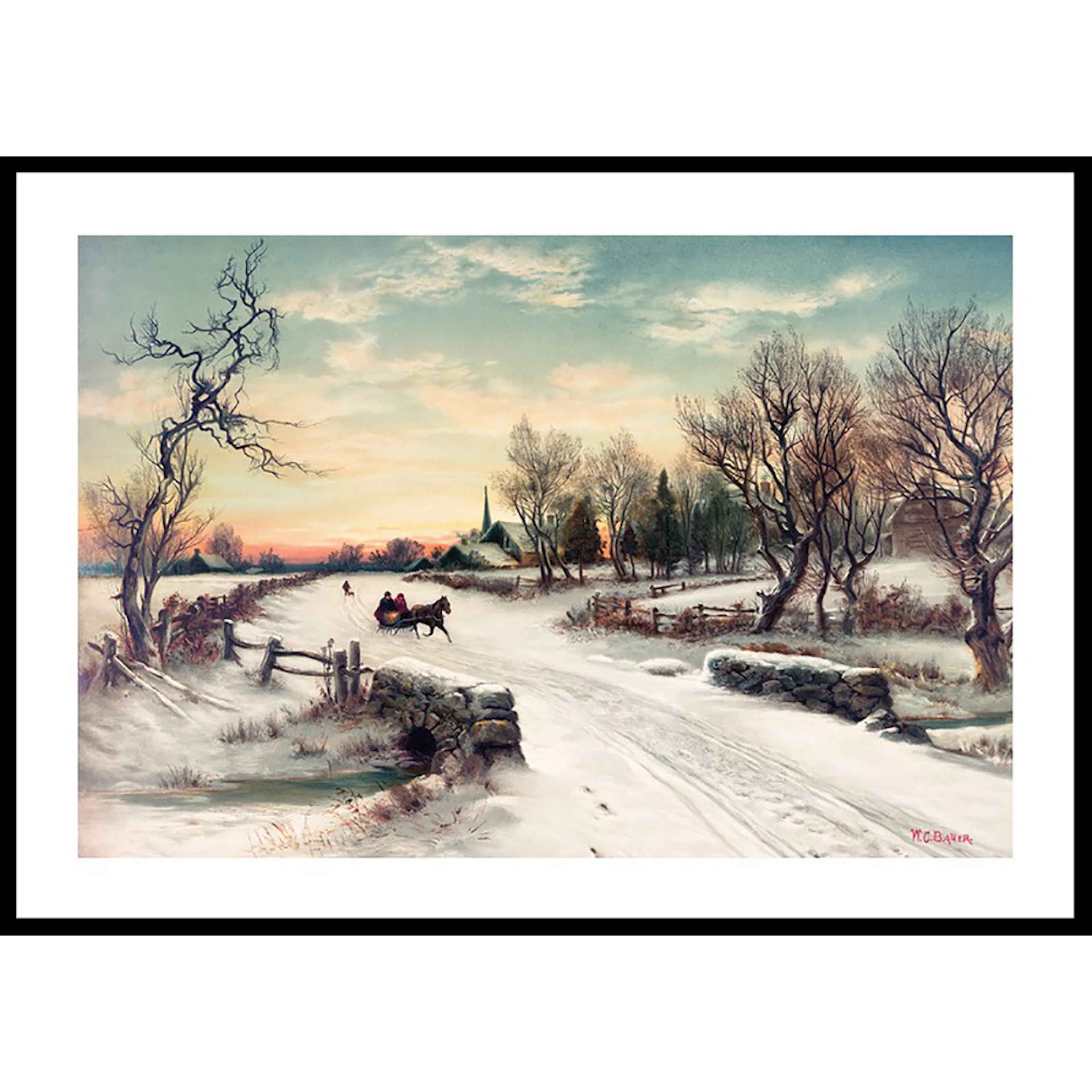 Poster Gallerix Horse And Carriage In Snow