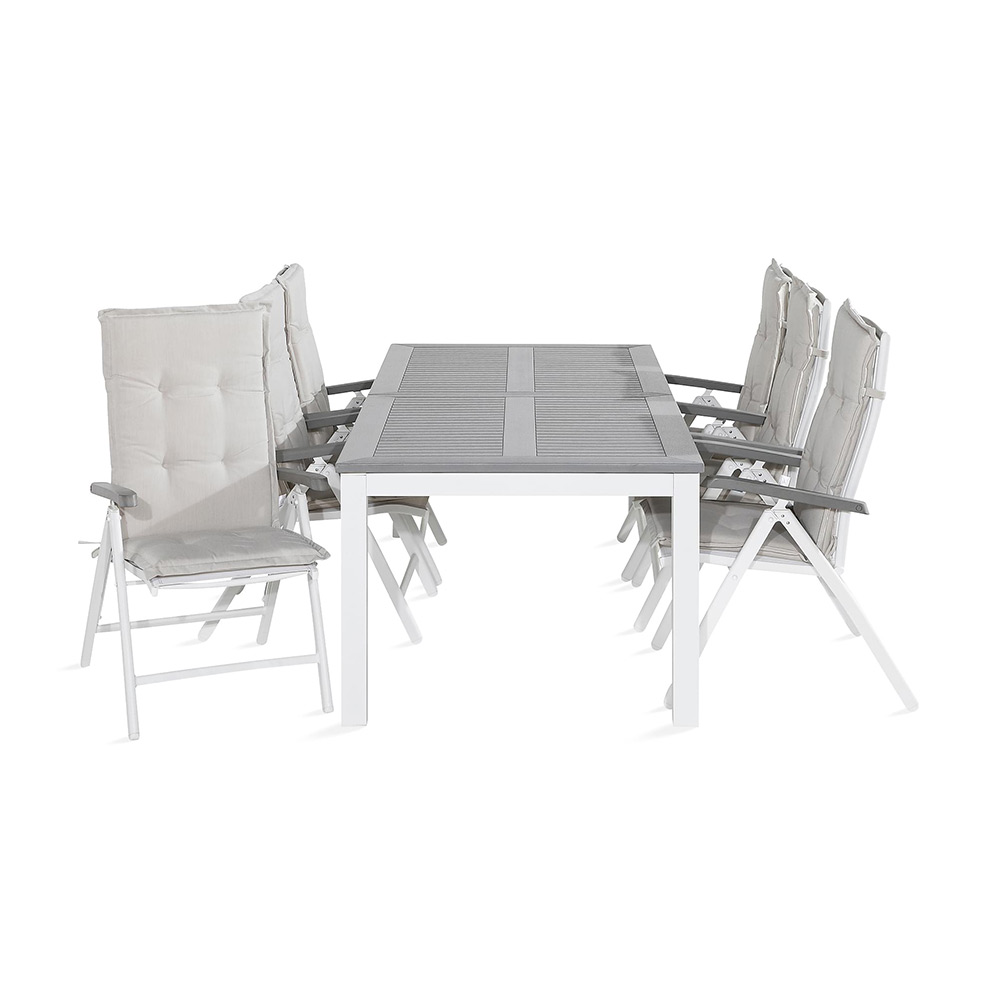 Matgrupp Comfort Garden Monaco 220-280 med 6 Positionsstolar och Dynor