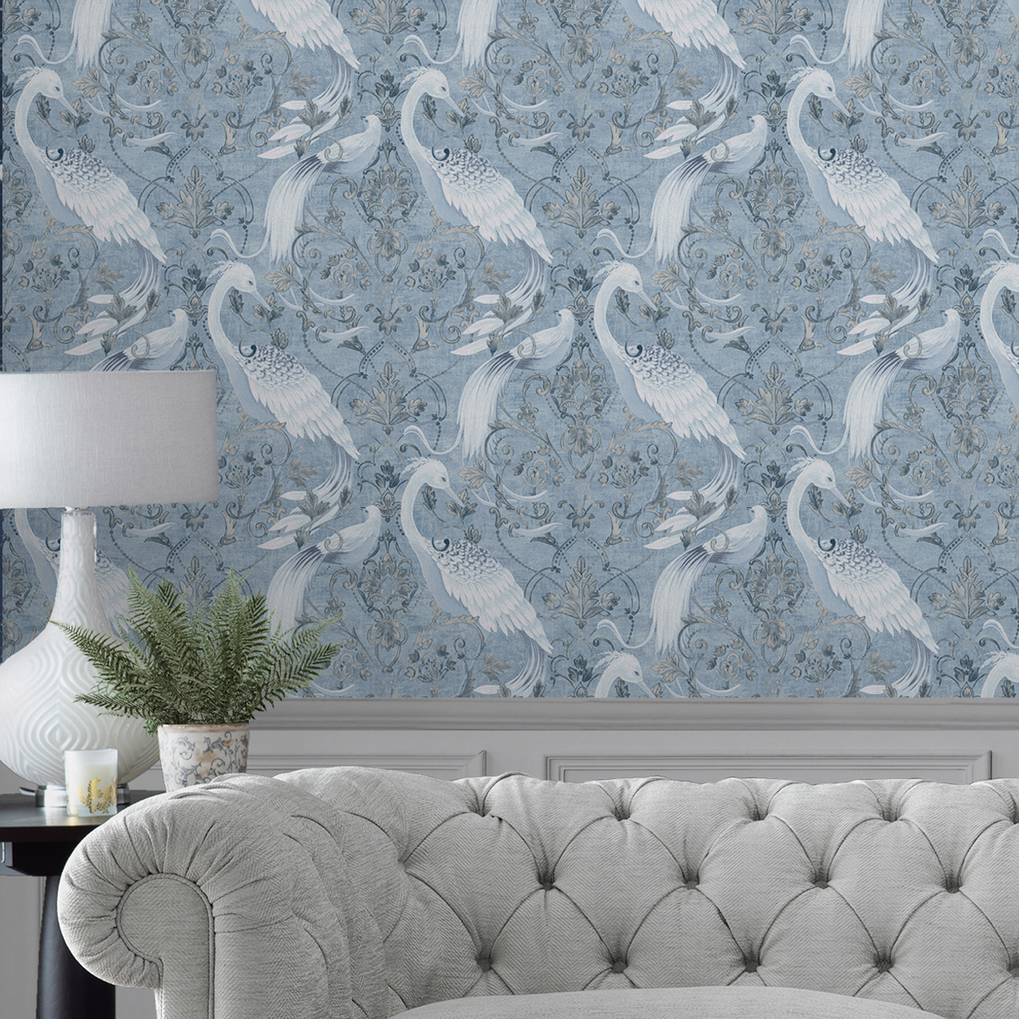 Tapet Laura Ashley Tregaron Midnight Blå 120132