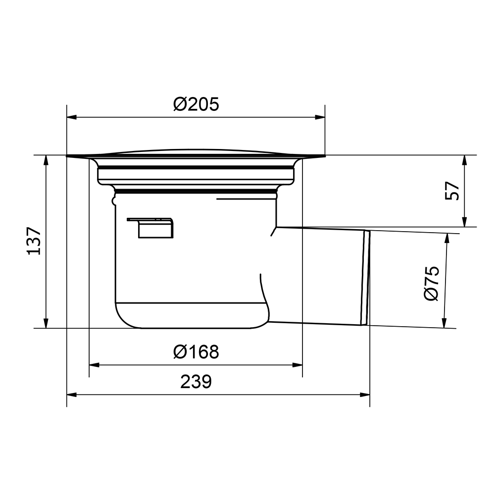Golvbrunn Purus Sigyn NOOD 75 R Sidoutlopp