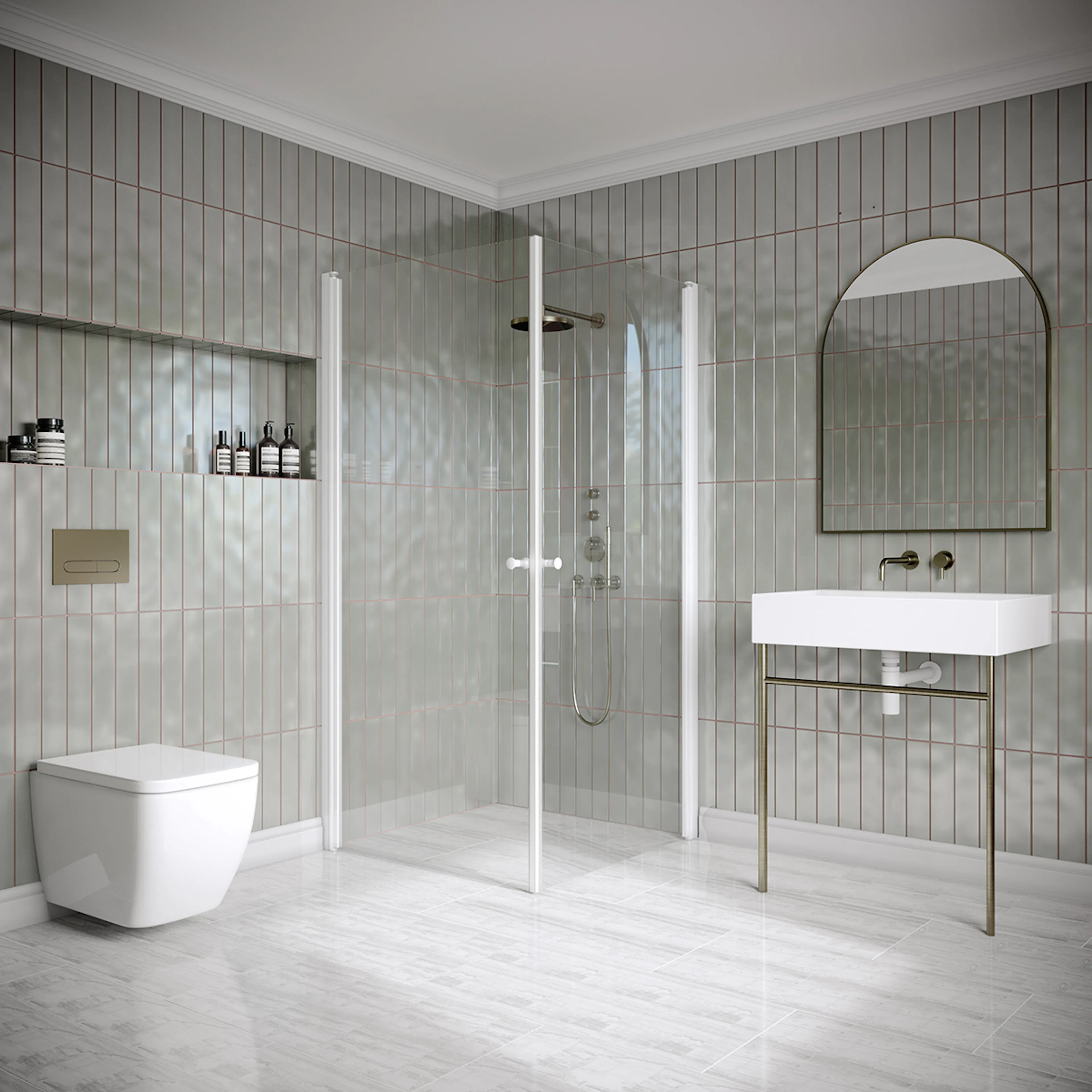Hietakari Classic 148 905x905x1900 mm, Klarglas, Vita profiler
