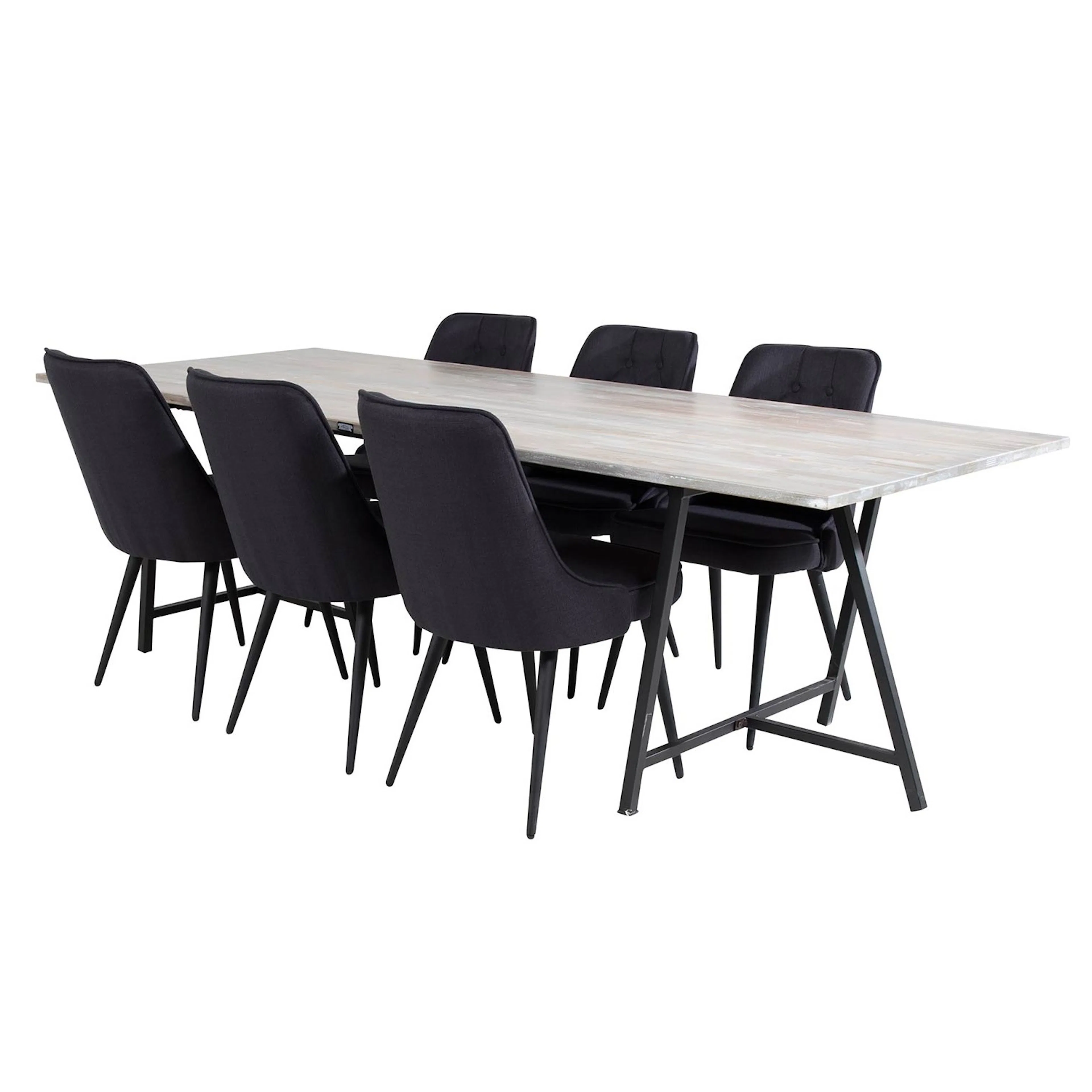 Jepara Table - Grey +Velvet Deluxe Chair -Black Fabric_6 Grå/Svart