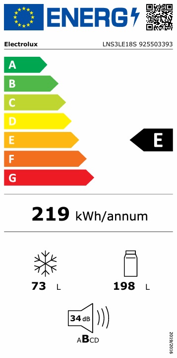 Kombinerad Kyl/Frys Electrolux Serie 300 LNS3LE18S Integrerad