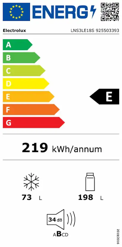 Kombinerad Kyl/Frys Electrolux Serie 300 LNS3LE18S Integrerad