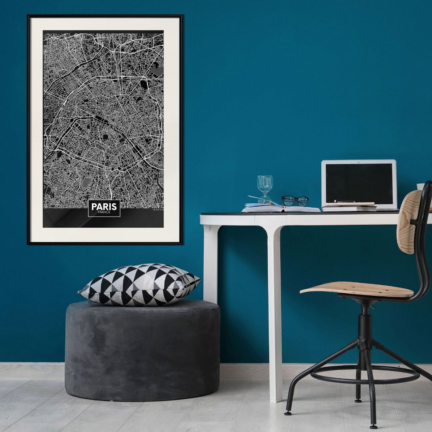 Poster Artgeist Affisch Dark Map of Paris