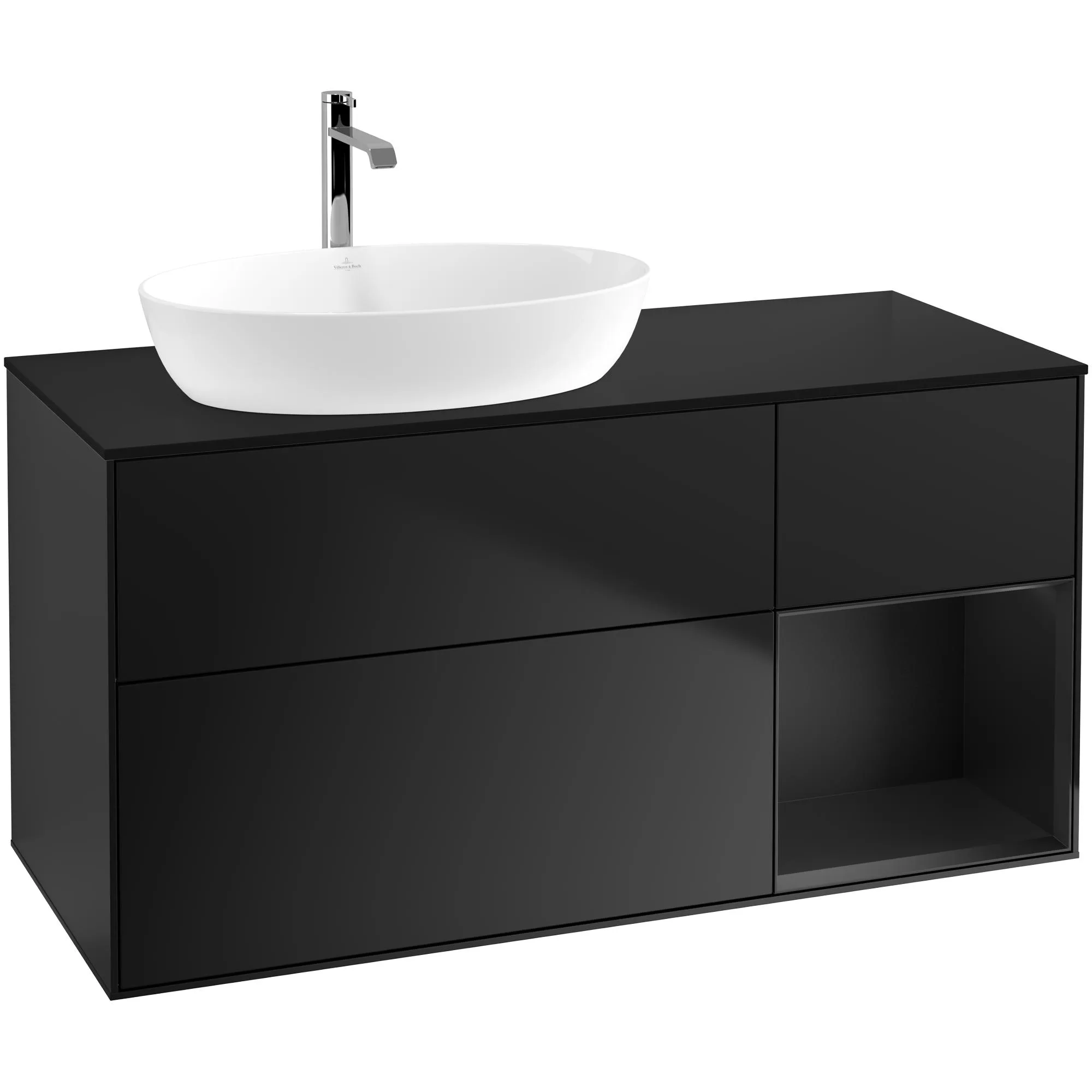 Tvättställsskåp Villeroy & Boch Finion med 3 Lådor Hylla och Bänkskiva för Ocentrerat Tvättställ från Artis & Collaro