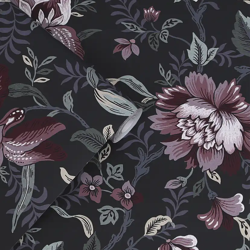 Tapet Laura Ashley Edita’s Garden Charcoal Grå 121090