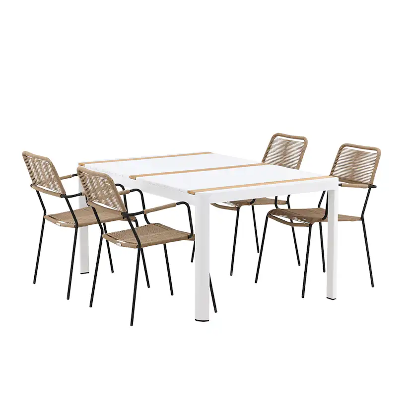 Matgrupp Utomhus Venture Home Togo 150x100 cm med 4 Lindos Trädgårdsstolar med Armstöd