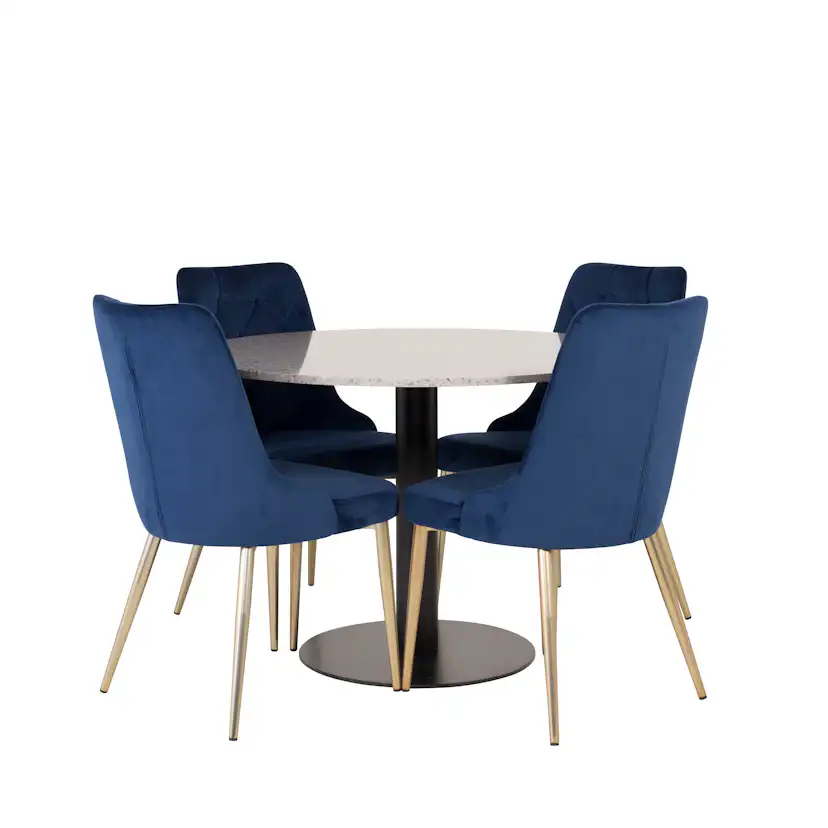 Matgrupp Venture Home Roxanna Grå Bord med 4 Vera Stolar Sammet