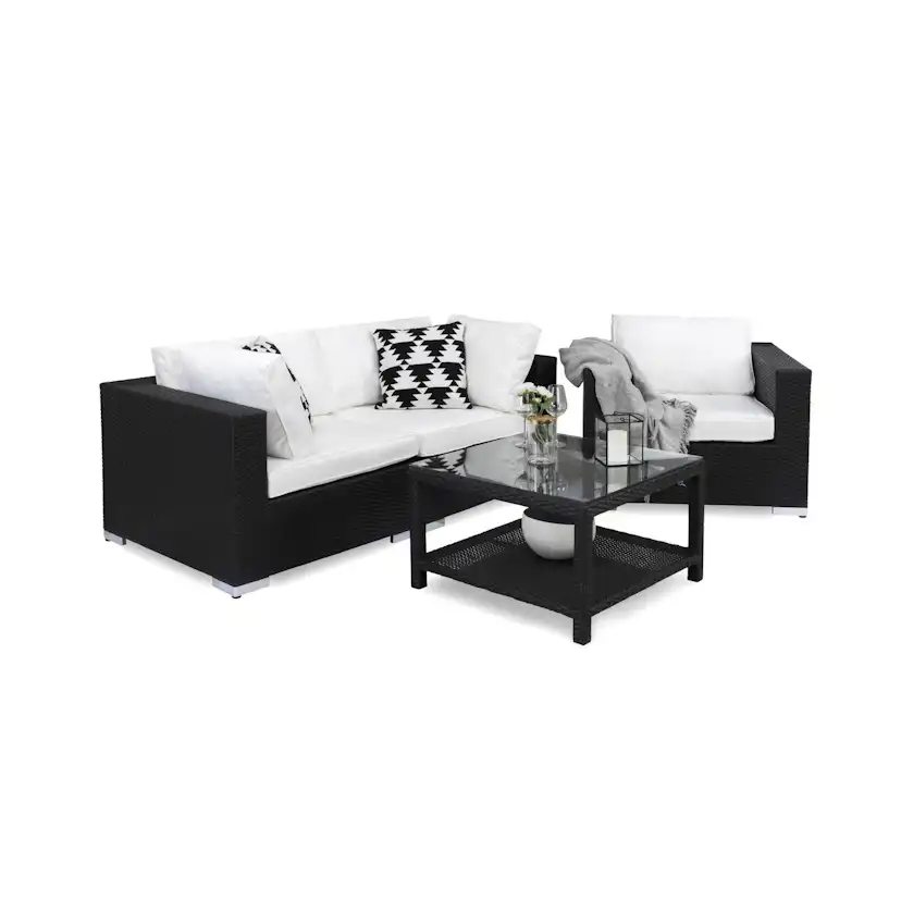 Loungegrupp Comfort Garden Bahamas 3-sits med Utebord 75x75 och Utefåtölj Utomhus
