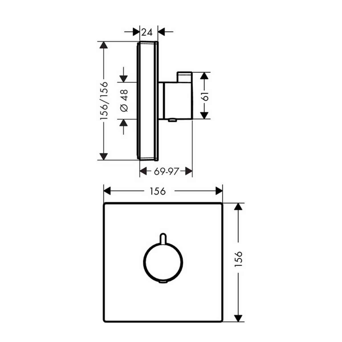 Termostat Hansgrohe ShowerSelect Highflow för Inbyggnad