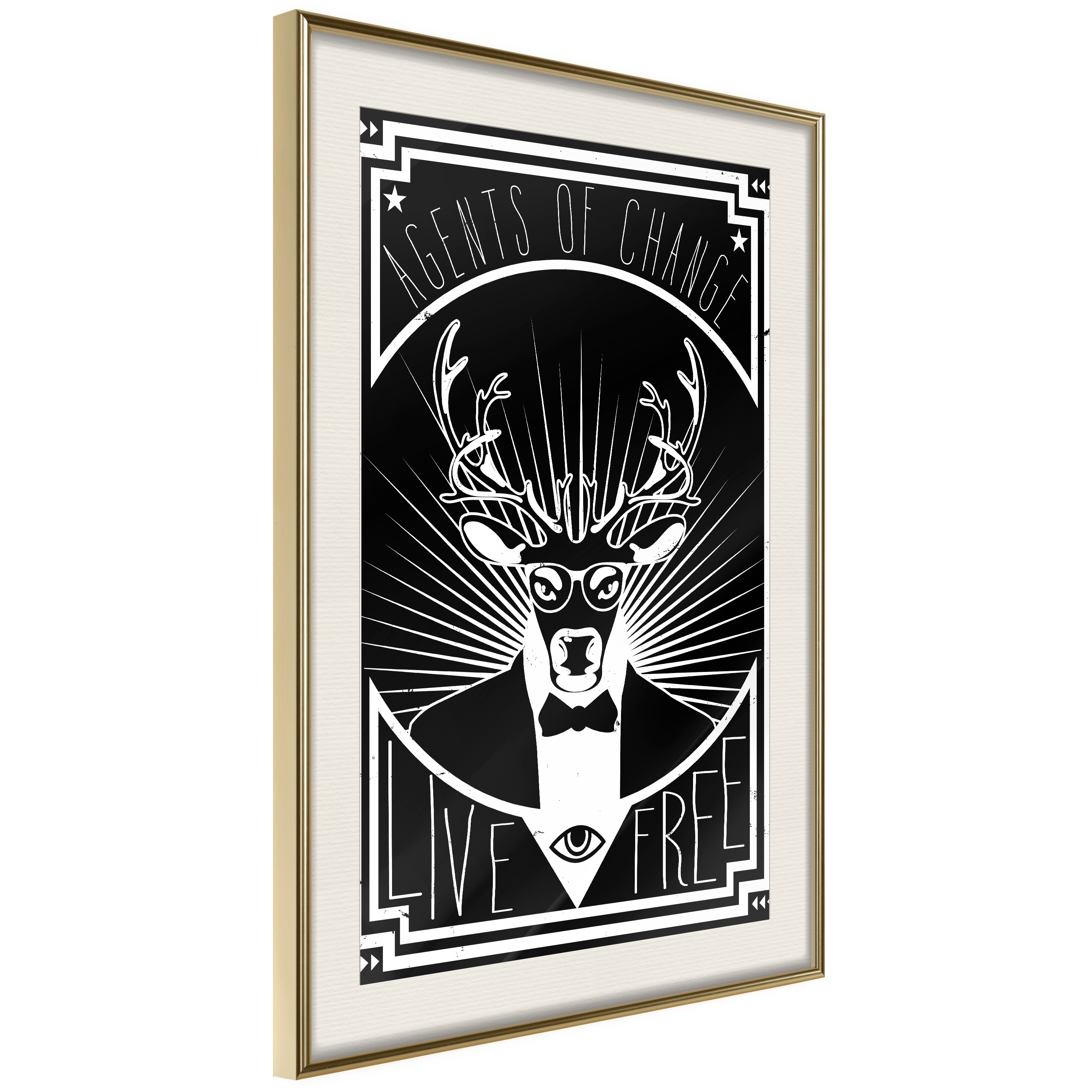 Affisch - Agents of Change [Poster] 40x60 Guld ram med passepartout, 40x60 cm