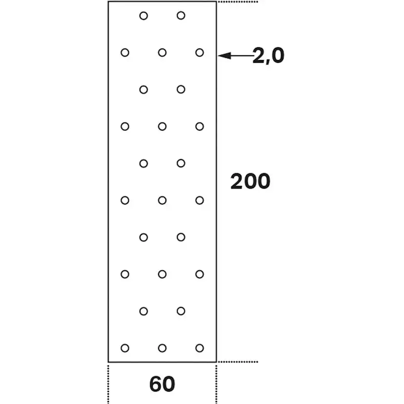 Hålplatta Hp 60x200x2,0 60x200x2,0 mm