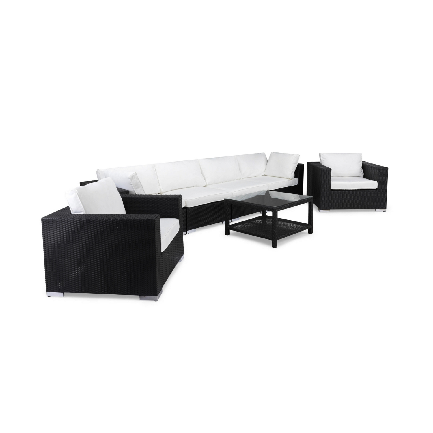 Loungegrupp Comfort Garden Bahamas 6-sits med Dubbla Fåtöljer och Bord med Hylla