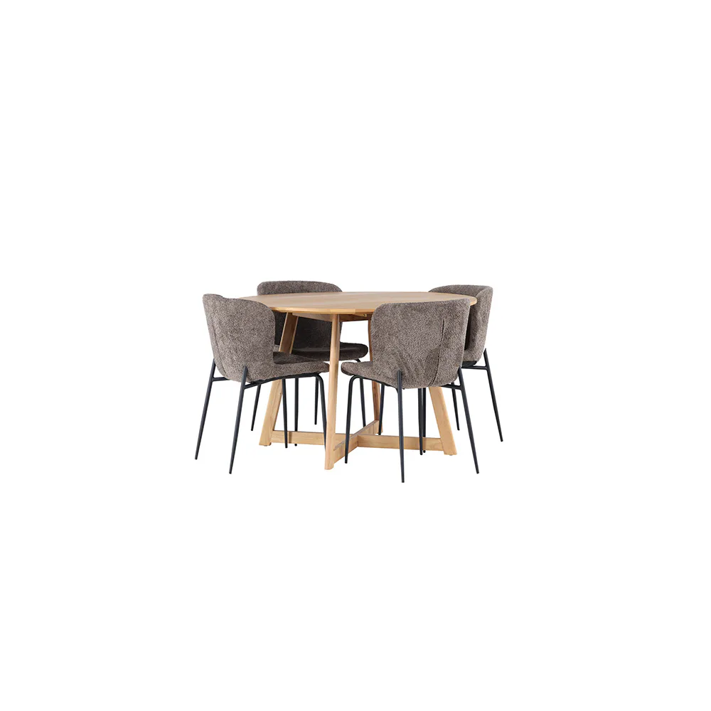 Matgrupp Venture Home Yakidon Ø120 cm med 4 st Modesto stolar