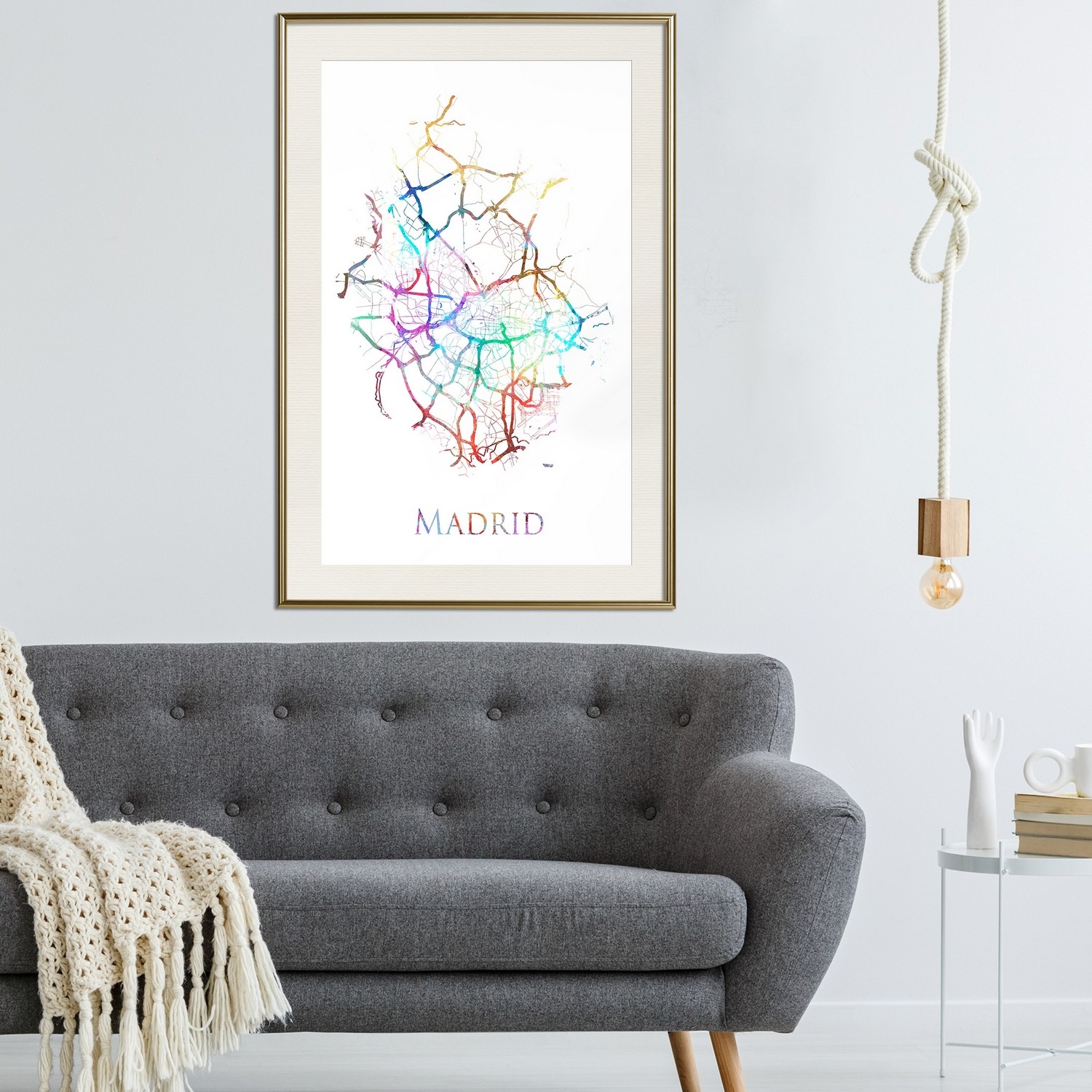 Affisch - Madrid [Poster] 40x60 Guld ram med passepartout, 40x60 cm