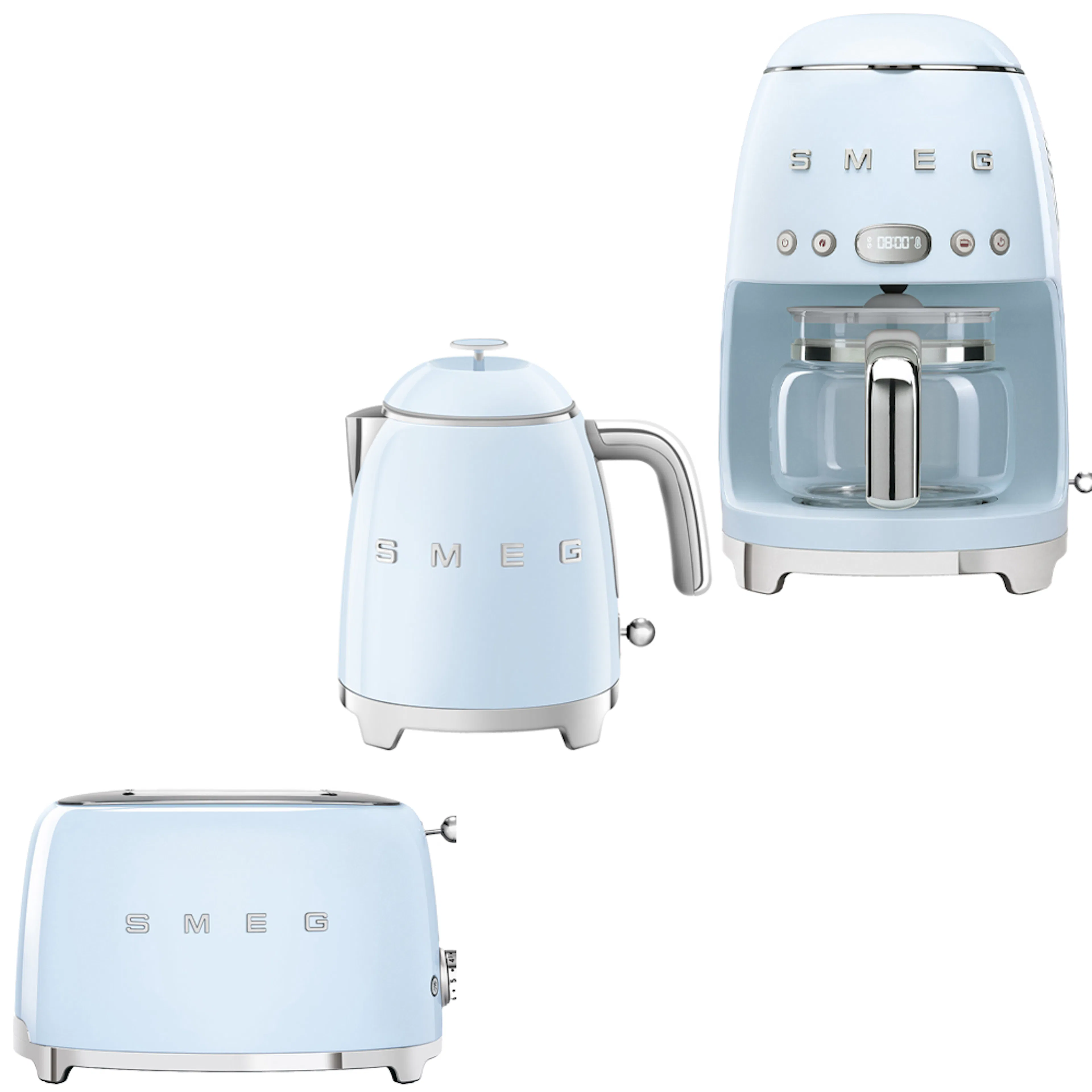 Frukostpaket Smeg Lilla Brödrost, Vattenkokare & Kaffebryggare