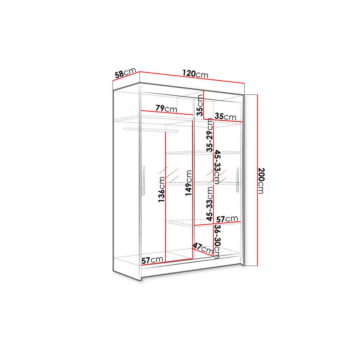 Garderob Concept 55 Miami 120x58x200 cm Vit/Beige