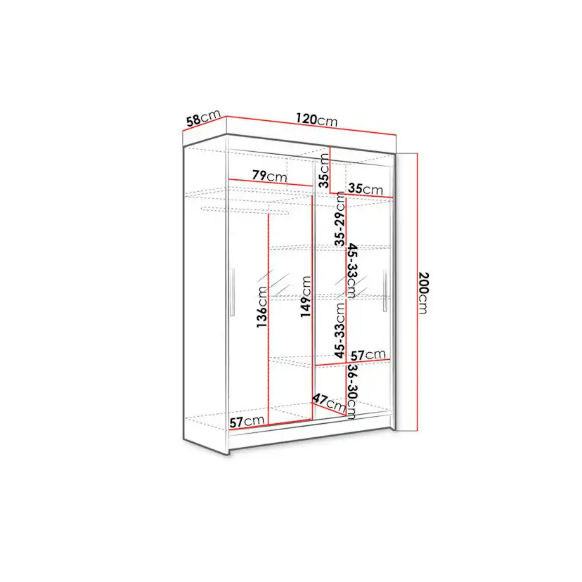 Garderob Concept 55 Miami 120x58x200 cm Vit/Beige