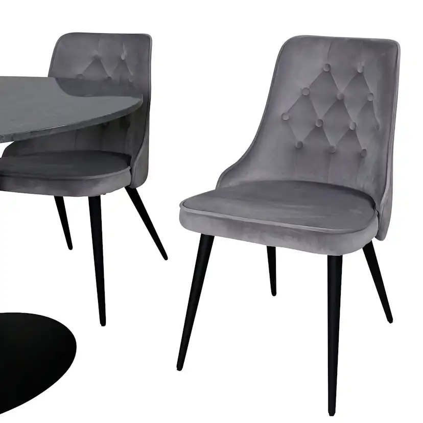 Matgrupp Venture Home Estelle Ø106 med 4 Velvet Deluxe stolar