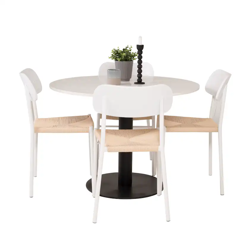 Matgrupp Venture Home Roxanna Vit Bord med 4 Peggy Stolar