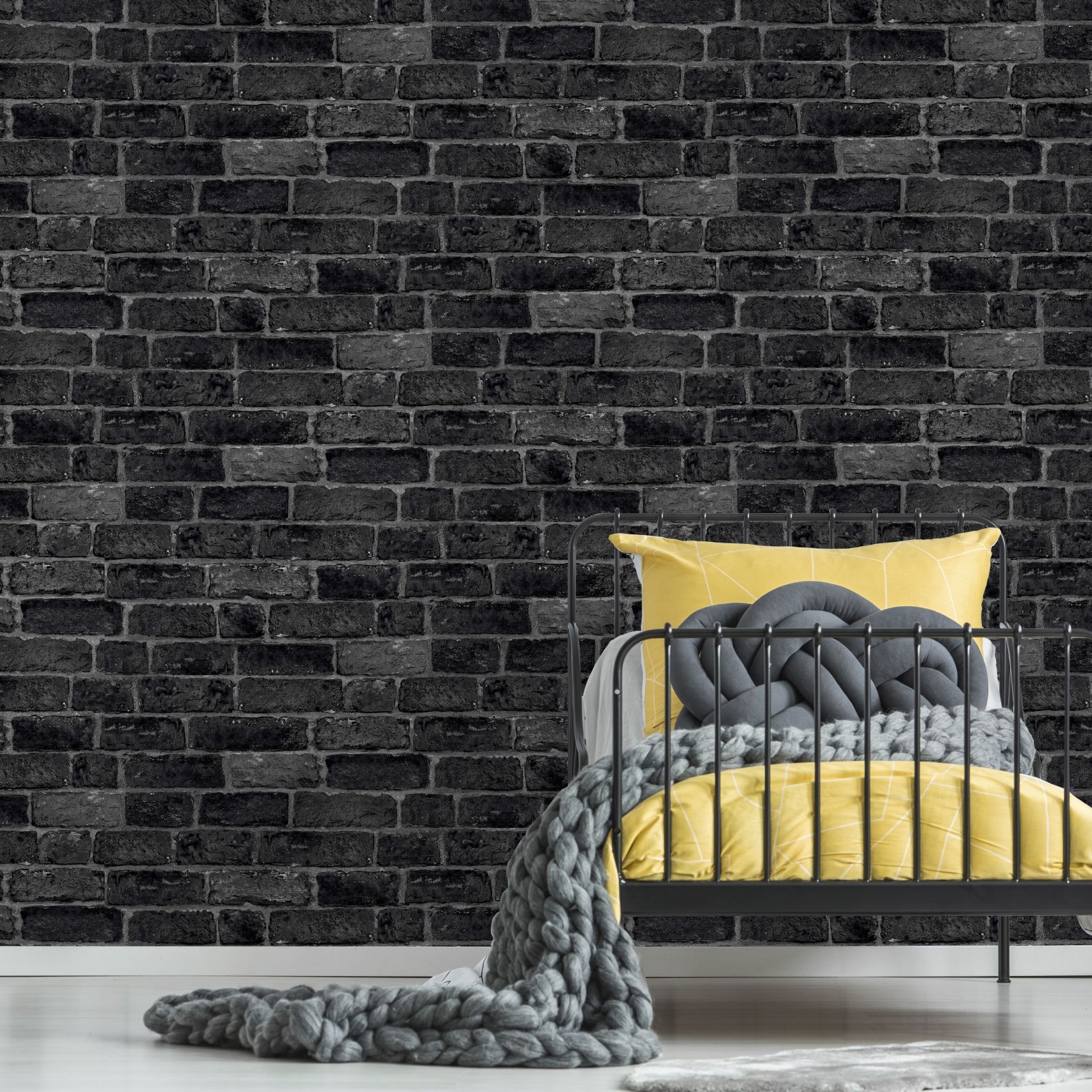 Tapet Fresco House Sten Charcoal