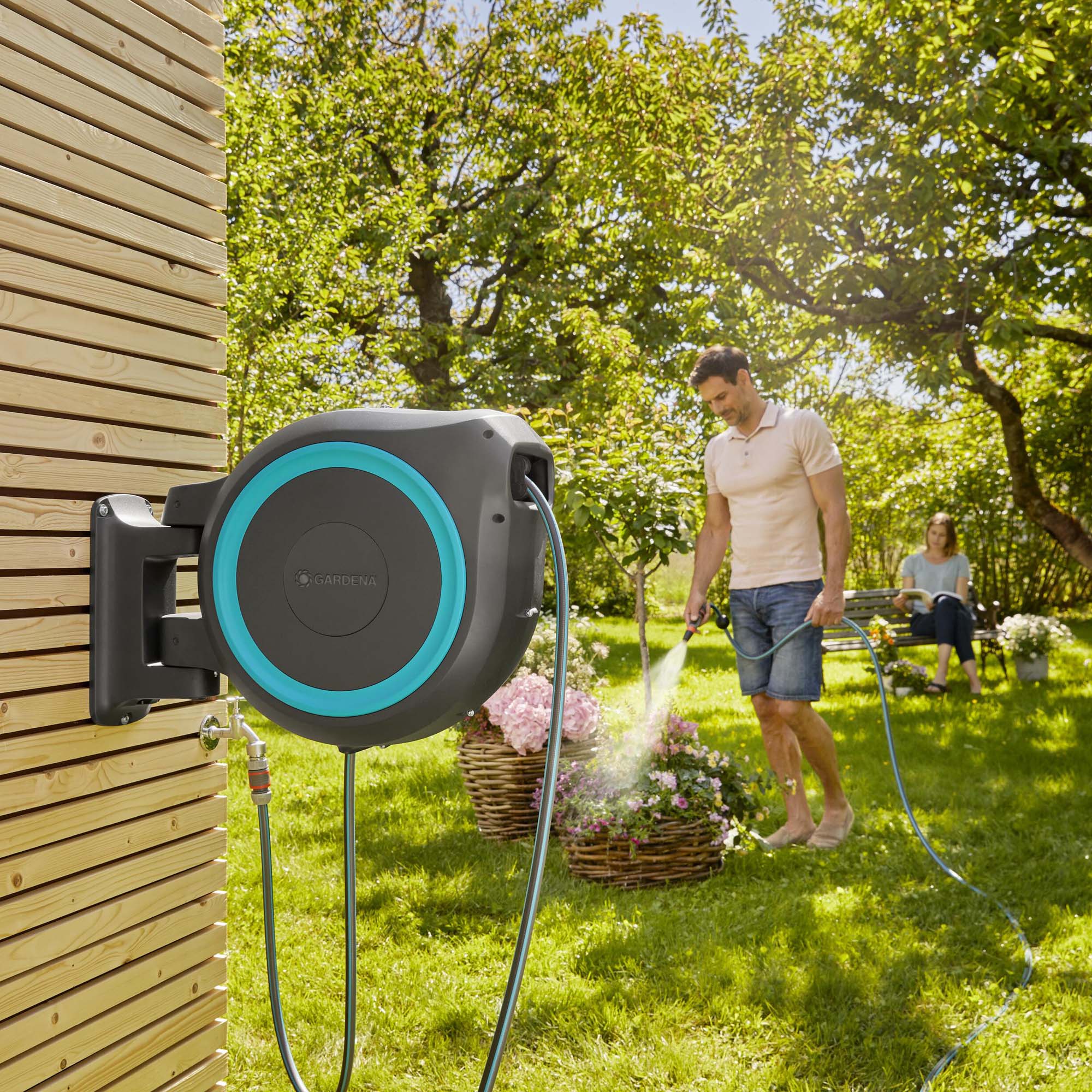 Bevattningspaket Gardena Slangbox L 25 m Turkos Med Vattenspridare & Sprinklerpistol