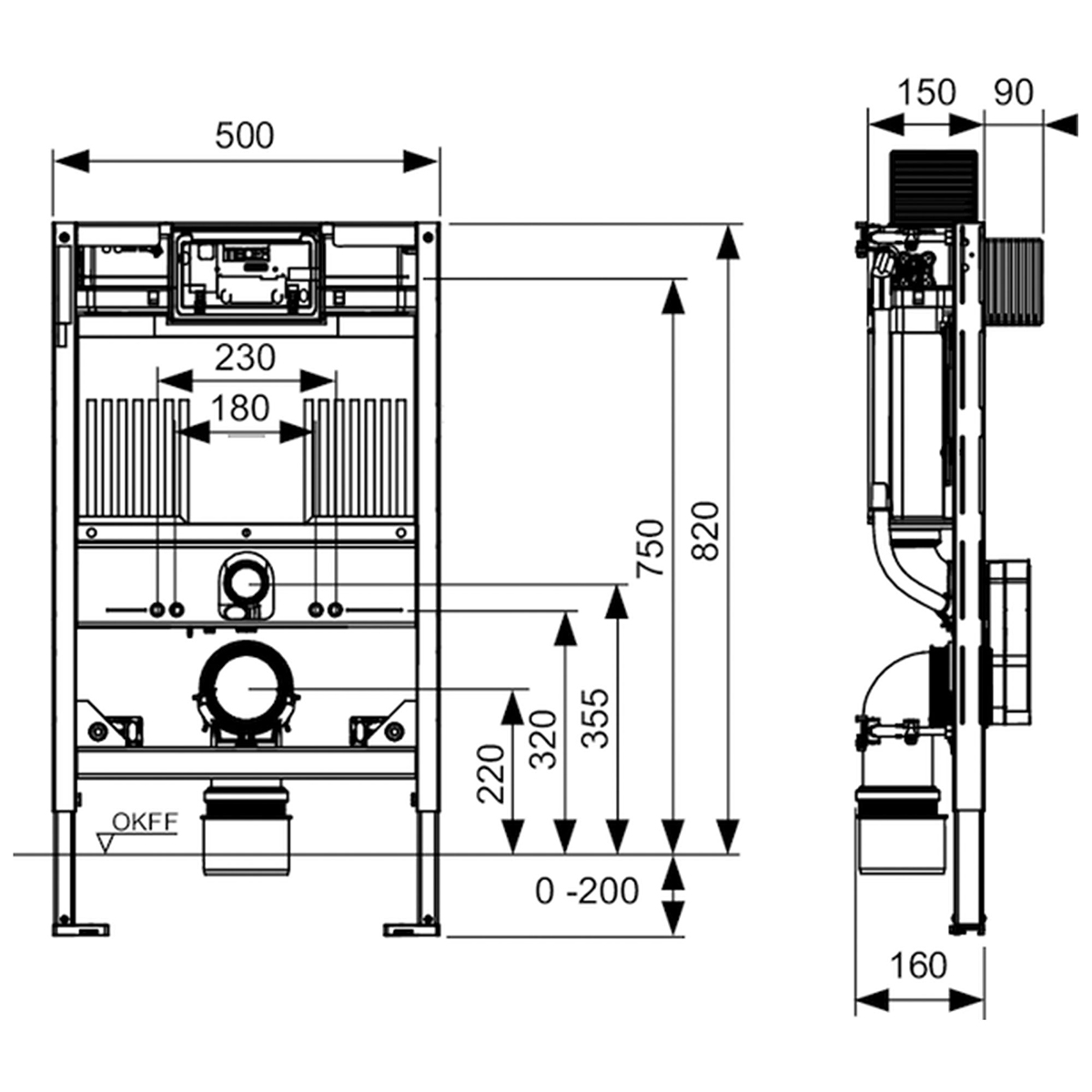 WC-Fixtur TECE Profil 82 cm