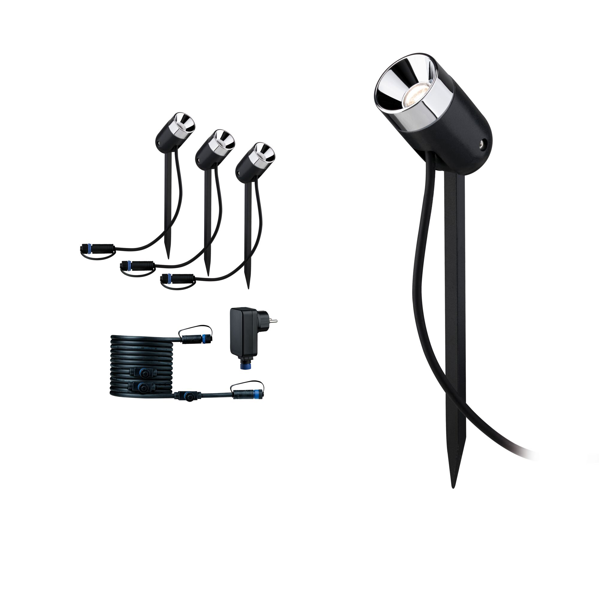 Spotlight Paulmann Pike Plug & Shine LED Pike IP65 24V 3-pack med Transformator och Kabel