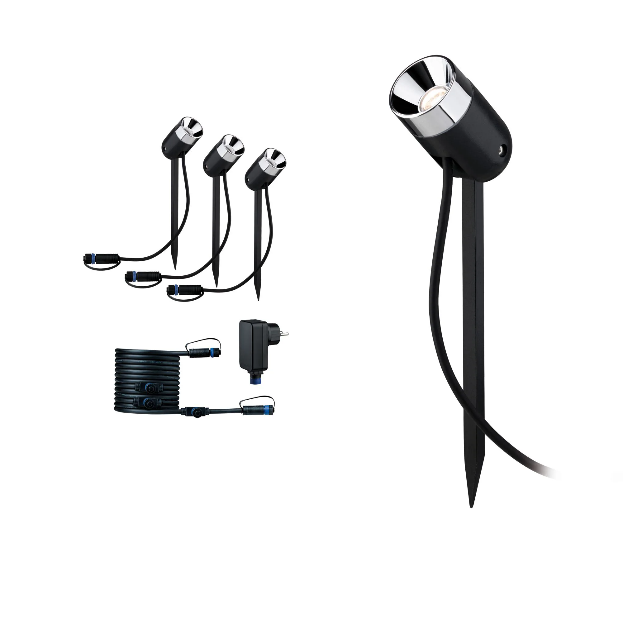Spotlight Paulmann Pike Plug & Shine LED Pike IP65 24V 3-pack med Transformator och Kabel