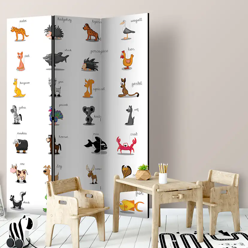 Rumsavdelare Skärmvägg Arkiio Learning By Playing Animals 135x172 cm