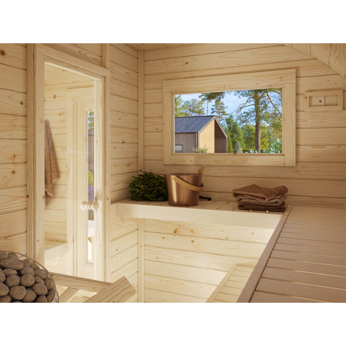 Bastutunna Palmako Anette Byggsats med Altan & Obehandlat Trä