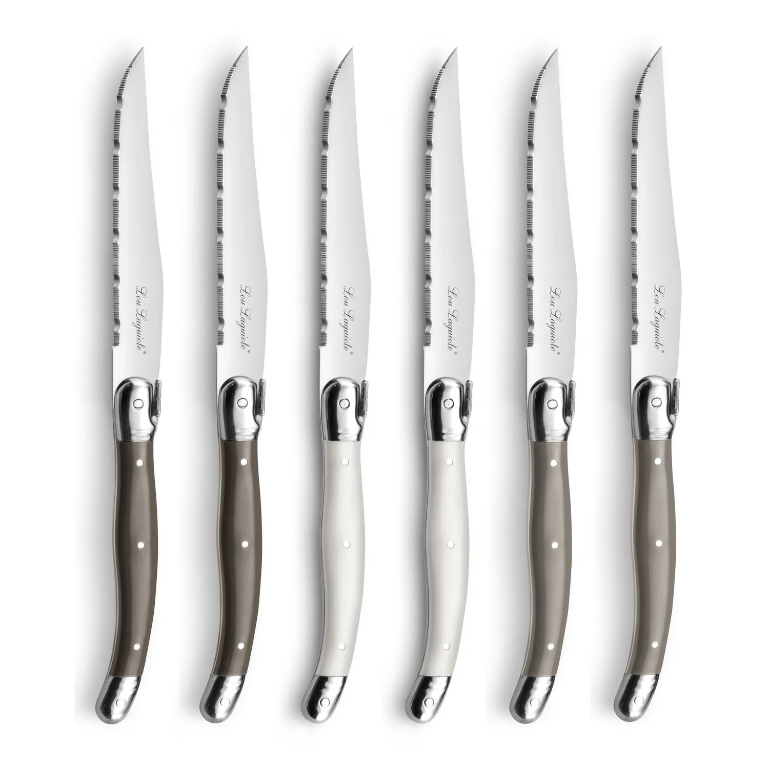 Tradition Grillknivar i trävblock 6-p Mixade färger pepper/p Pepper/Pearl/Taupe