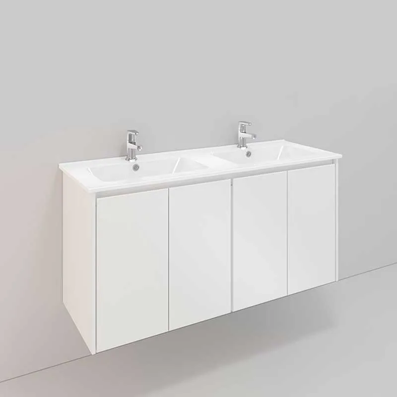 Tvättställsskåp Noro Lifestyle Concept 1200D Vit, 4 luckor, BxH: 120x61,5 cm, 4 luckor, Låga dubbla Tvättställ