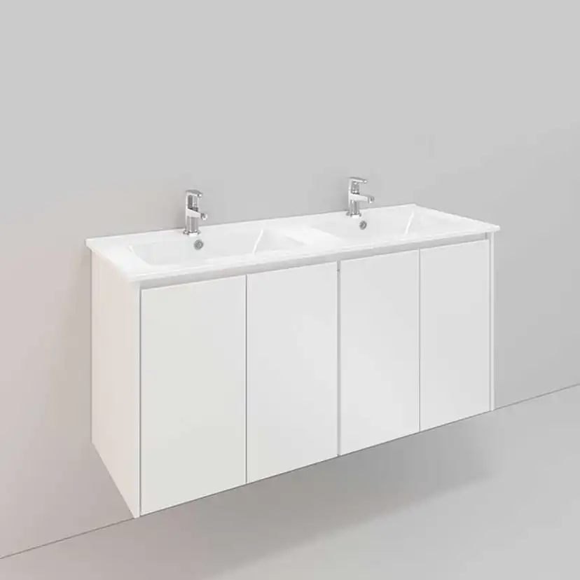 Tvättställsskåp Noro Lifestyle Concept 1200D Vit, 4 luckor, BxH: 120x61,5 cm, 4 luckor, Låga dubbla Tvättställ