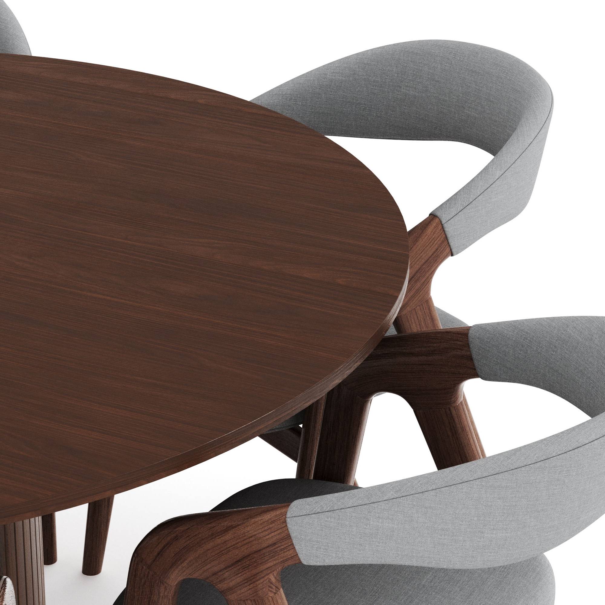 Matgrupp Bark Kopparbo Runt Matbord 150 cm med 6Jerup Matstol Valnöt